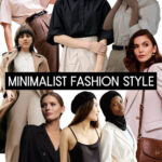 alt text: A woman in a minimalist outfit with neutral colors and clean lines