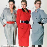 80s dress styles, 1988 peplum power suit dresses