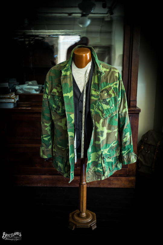 Brycelands Co. showcases stylish military jacket mens fashion with a camo jacket ensemble.