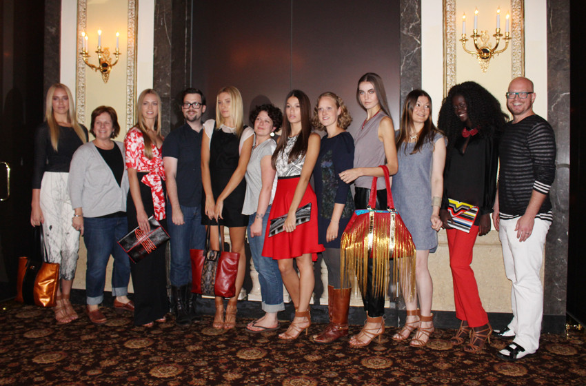 Designers and models at Nude Fashion Week Boston 2013 pose together, highlighting local fashion talent including Susan Troy, Jonathan Joseph Peters, Jess Abernethy, Sarah Prost, Amy Stetkiewicz, and Kent Stetson.