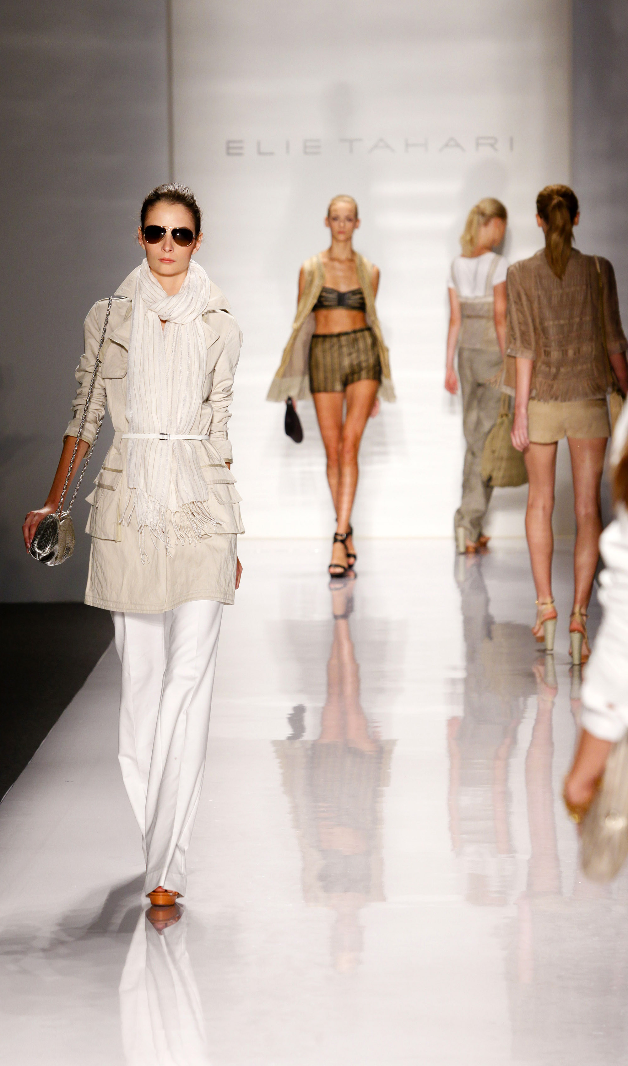 Models walk the runway at a recent Elie Tahari fashion show.