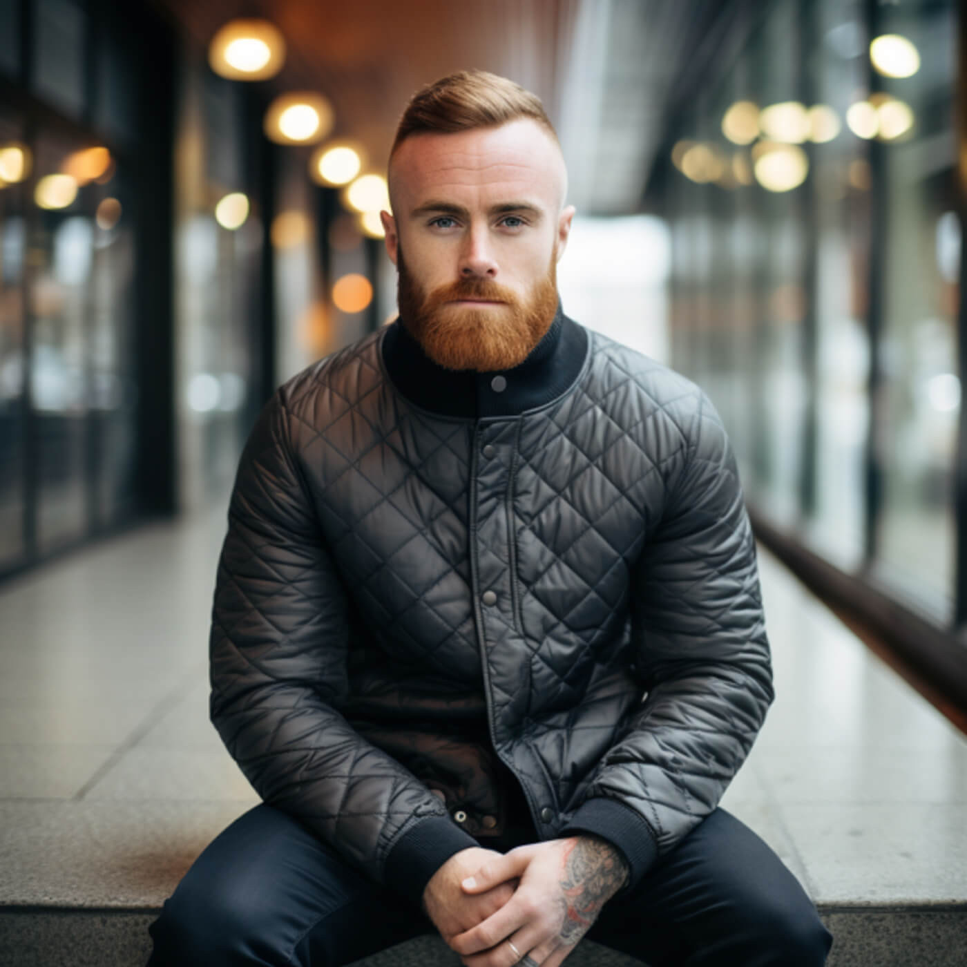 Man in a quilted jacket