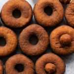 Close up of golden brown old fashioned donuts.