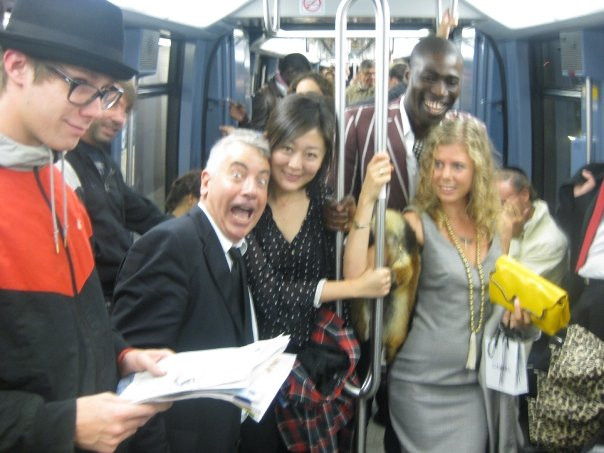 Fashion photography shoot in the Paris metro.