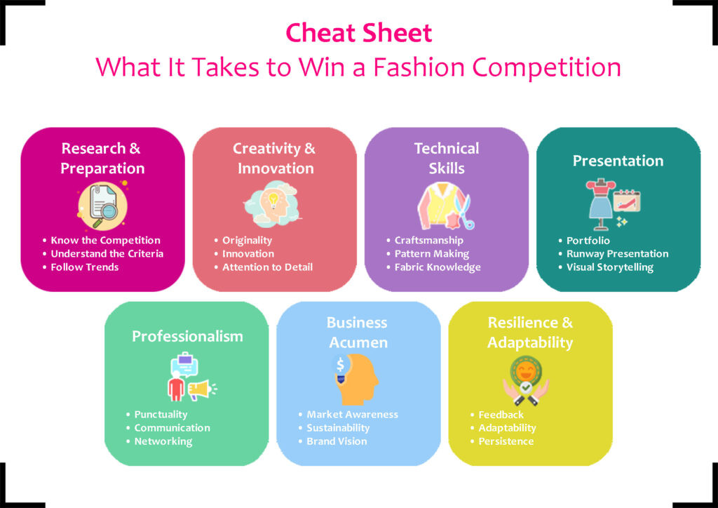 Global fashion competition infographic highlighting key information.