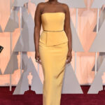 Jennifer Hudson in a yellow Romona Keveza gown at the Oscars.