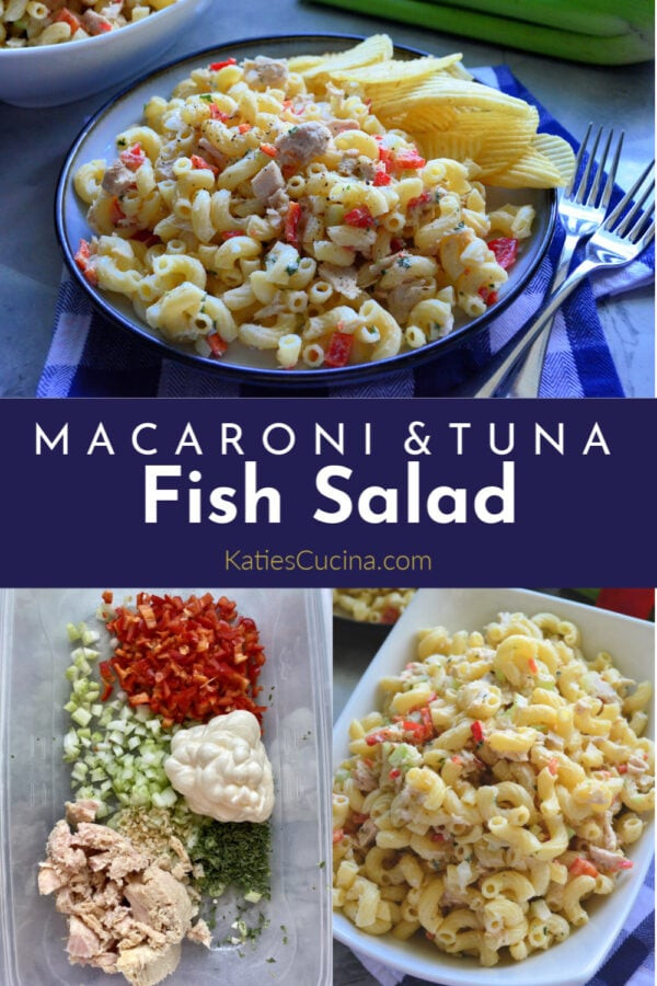 A classic macaroni salad with tuna, celery, and red peppers.