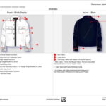 Detailed tech pack sheet showcasing stitch specifications for fashion production