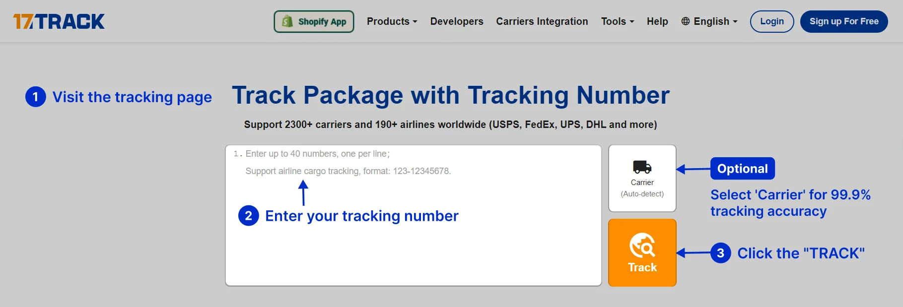 A person is holding a phone with the 17TRACK website open, displaying tracking information.