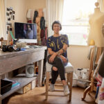 Fashion designer working in her studio