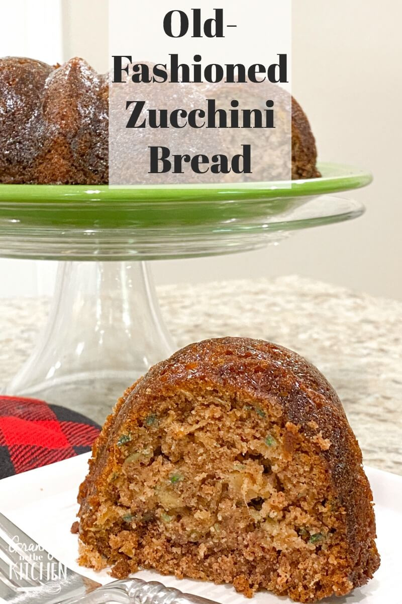 A slice of old fashioned zucchini bread on a plate.