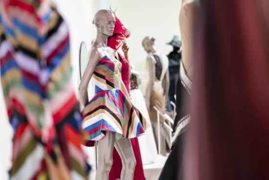 Fashion show featuring indigenous designs during the Santa Fe Indian Market