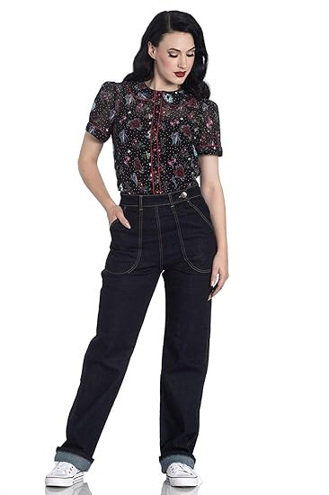 1950s Pants: Cigarette, Capri, Jeans Fashion History Hell Bunny Weston Denim Jeans 40s 50s Vintage Retro Rockabilly Trousers Pants AT vintagedancer.com