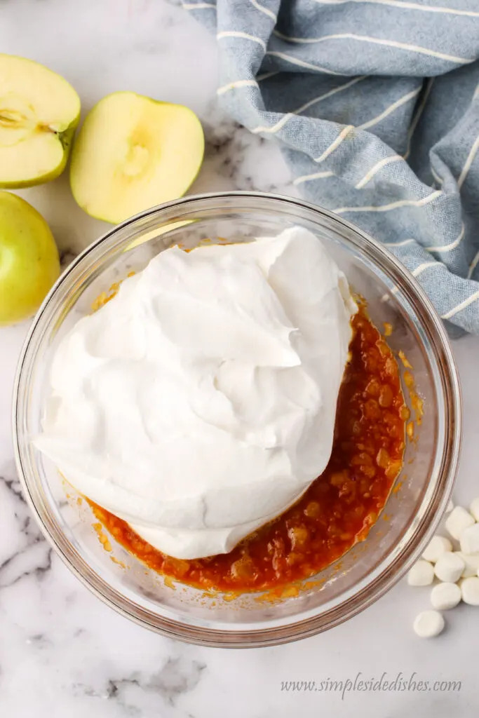Cool Whip blended smoothly into pudding and pineapple