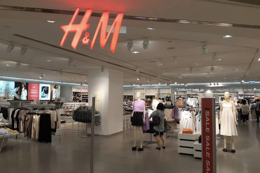 Fast fashion store with sale signs