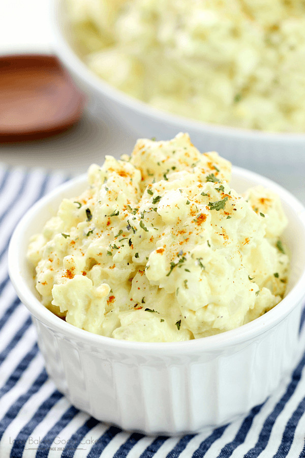 Classic old fashioned potato salad in a bowl
