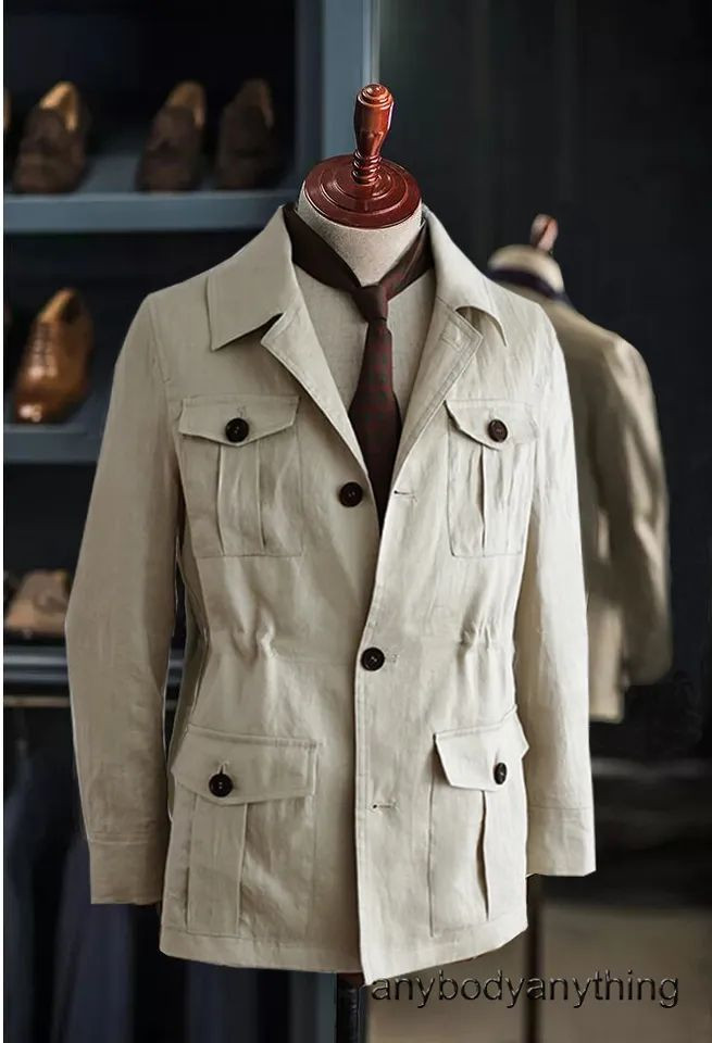 Man wearing Linen Safari fashion jacket
