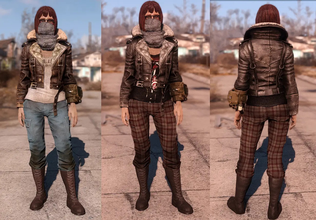 Fallout 4 male character wearing a stylish outfit with armor pieces