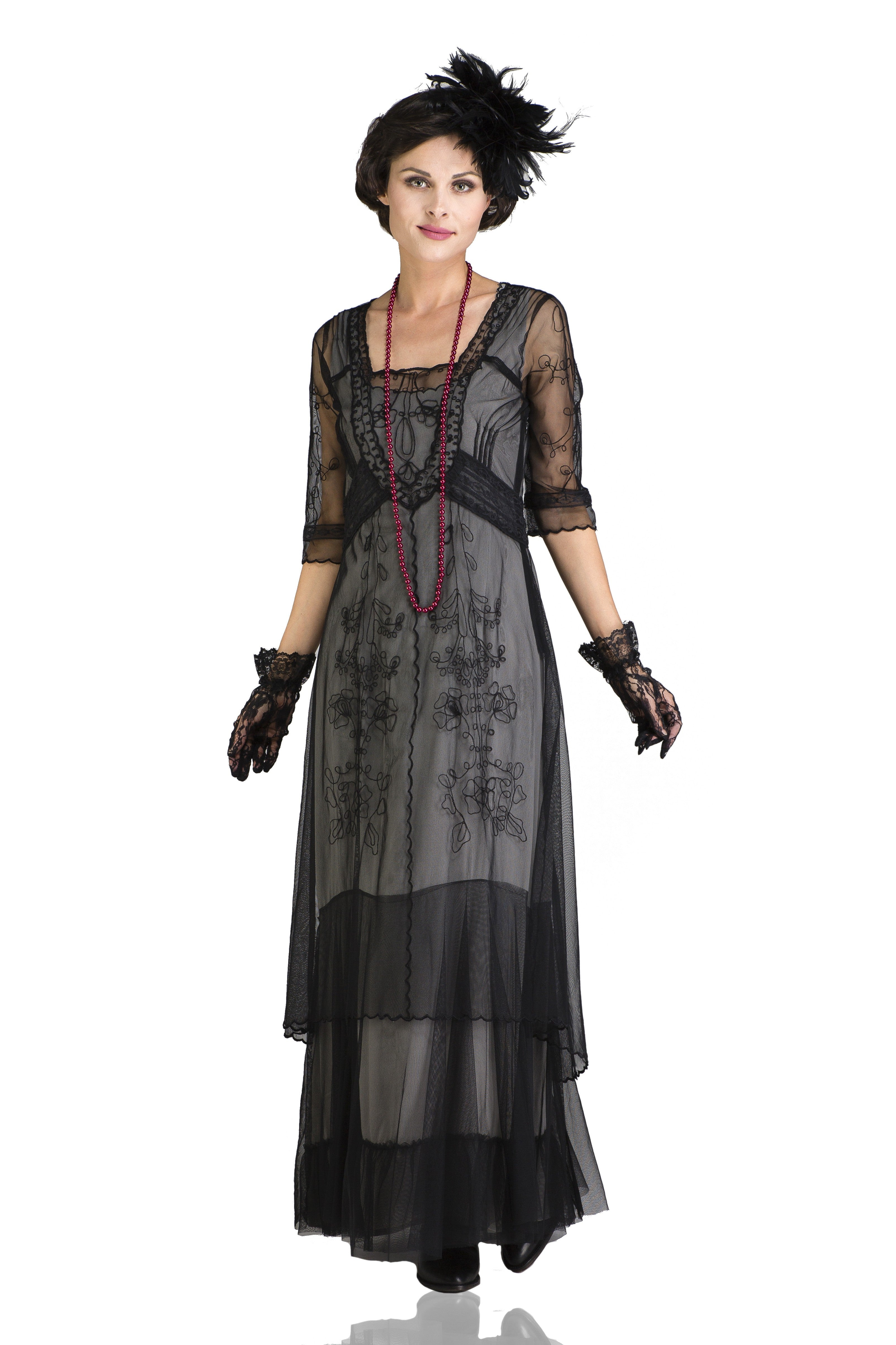 Titanic Fashion – 1st Class Women’s Clothing Victoria Vintage Style Party Gown in Black by Nataya $265.00 AT vintagedancer.com