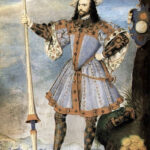 George Clifford, Earl of Cumberland in Elizabethan attire, showcasing a doublet with decorative pickadills