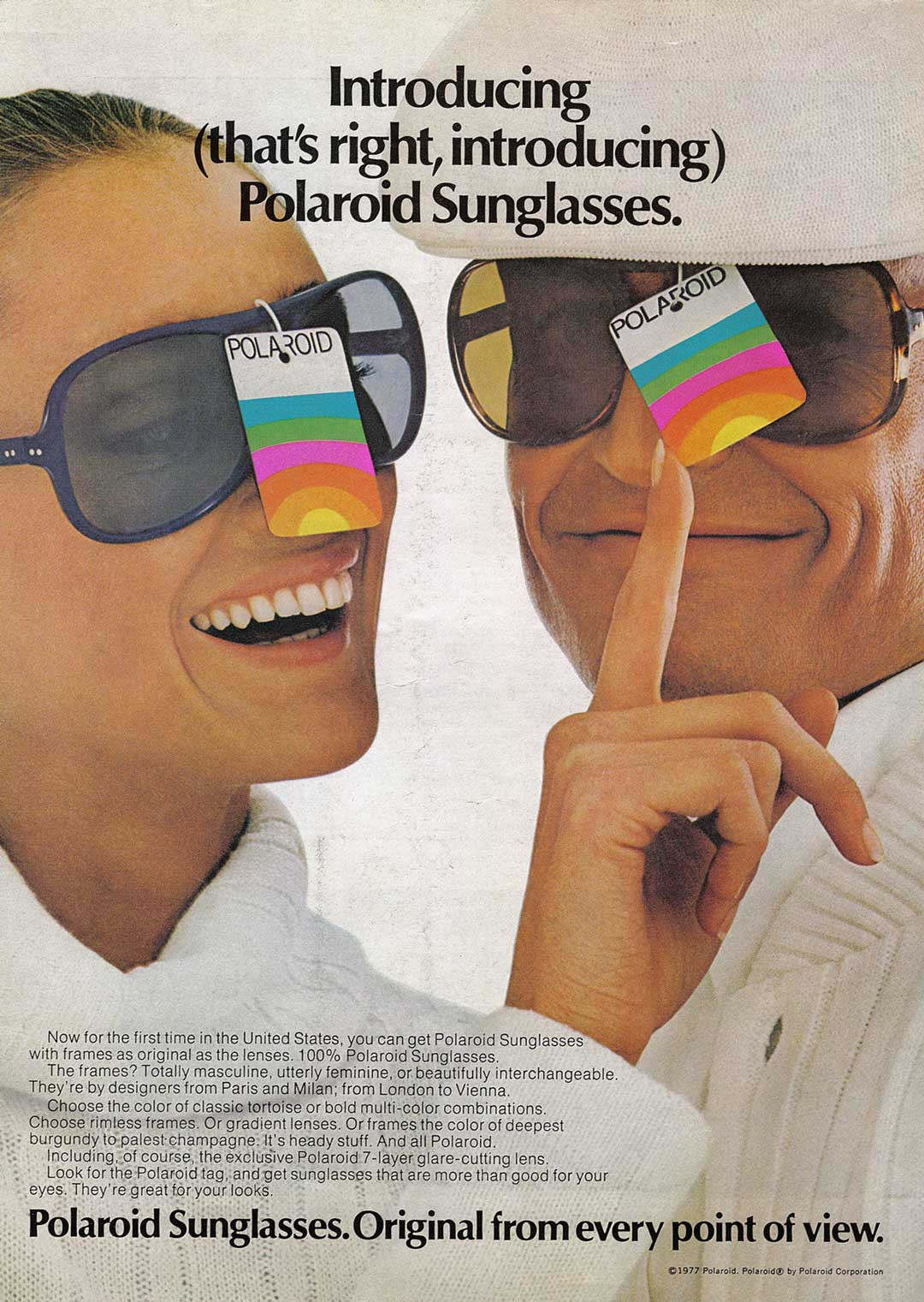 1977 print advert for Polaroid sunglasses