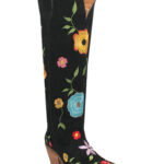 Fashionable Women's Cowboy Boots with Floral Embroidery