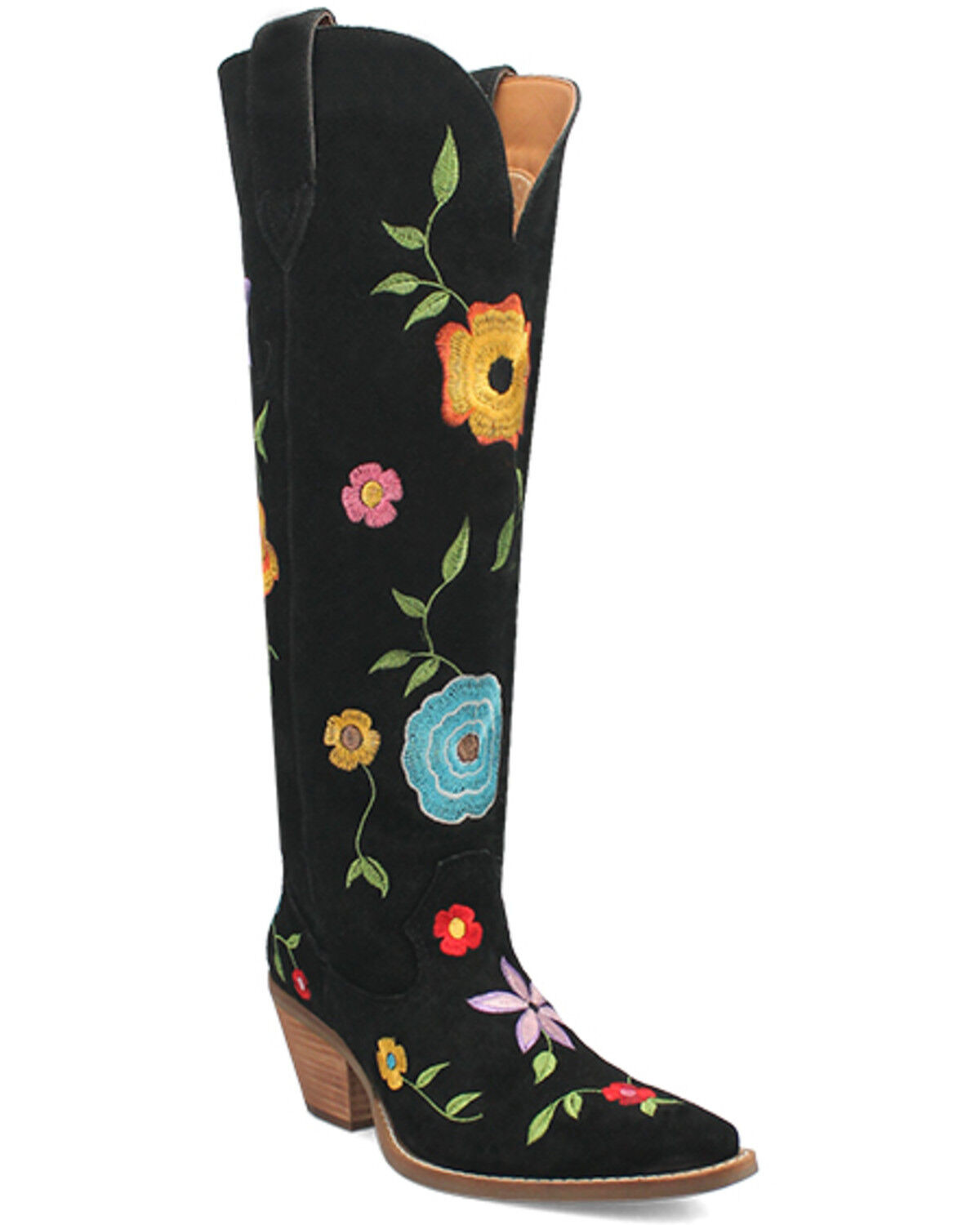 Fashionable Women's Cowboy Boots with Floral Embroidery
