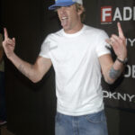 Mark McGrath of Sugar Ray fame wears a Volcom trucker hat at a 2003 Duran Duran concert at The Roxy in Los Angeles