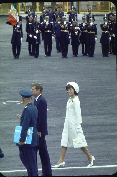 Jackie Kennedy White outfit and hat