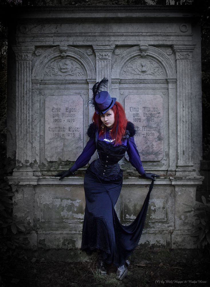 Gothic Victorian Lady in Black Dress