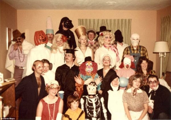 Adult Halloween party in the 1970s