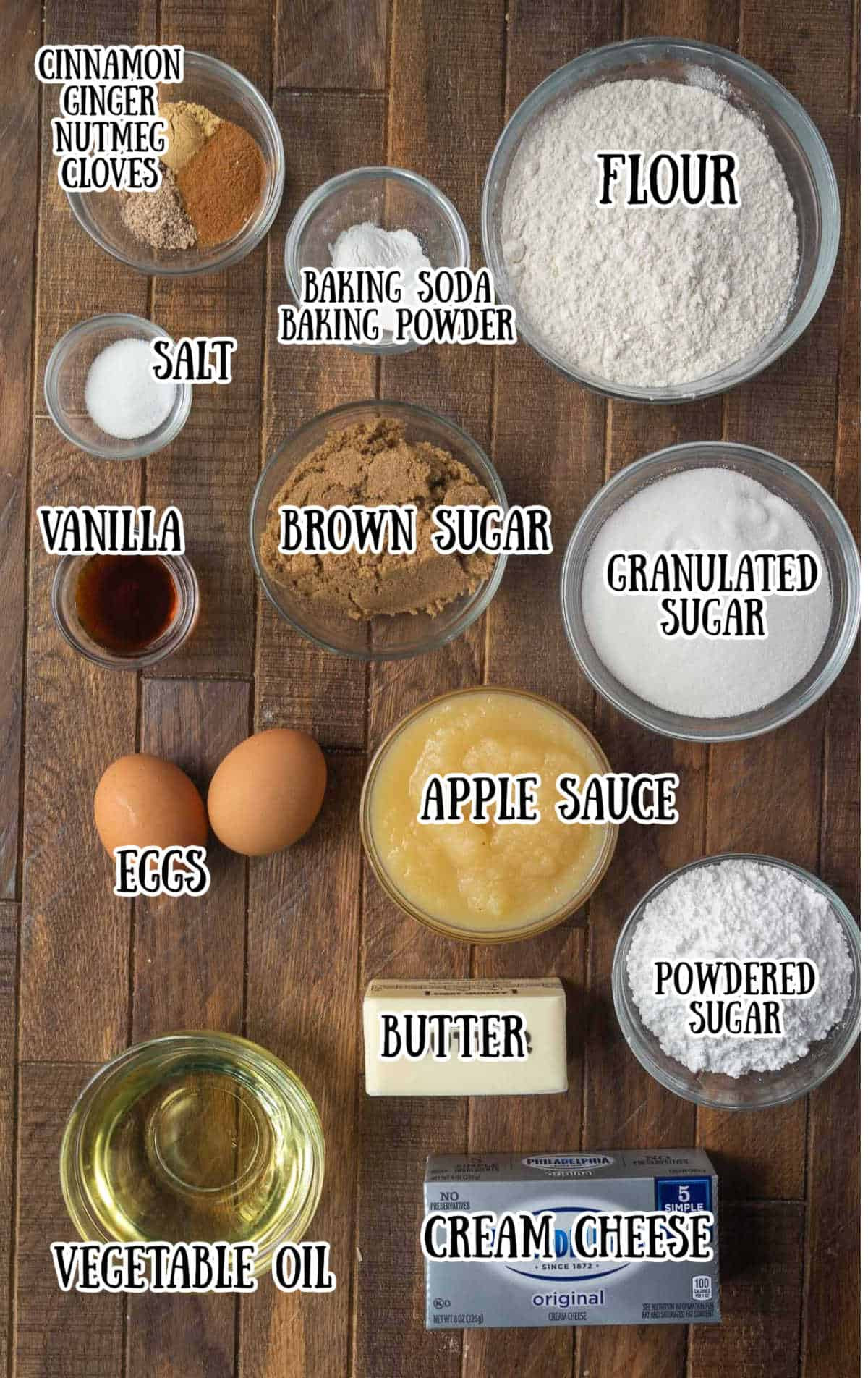 Ingredients for Applesauce Cake.