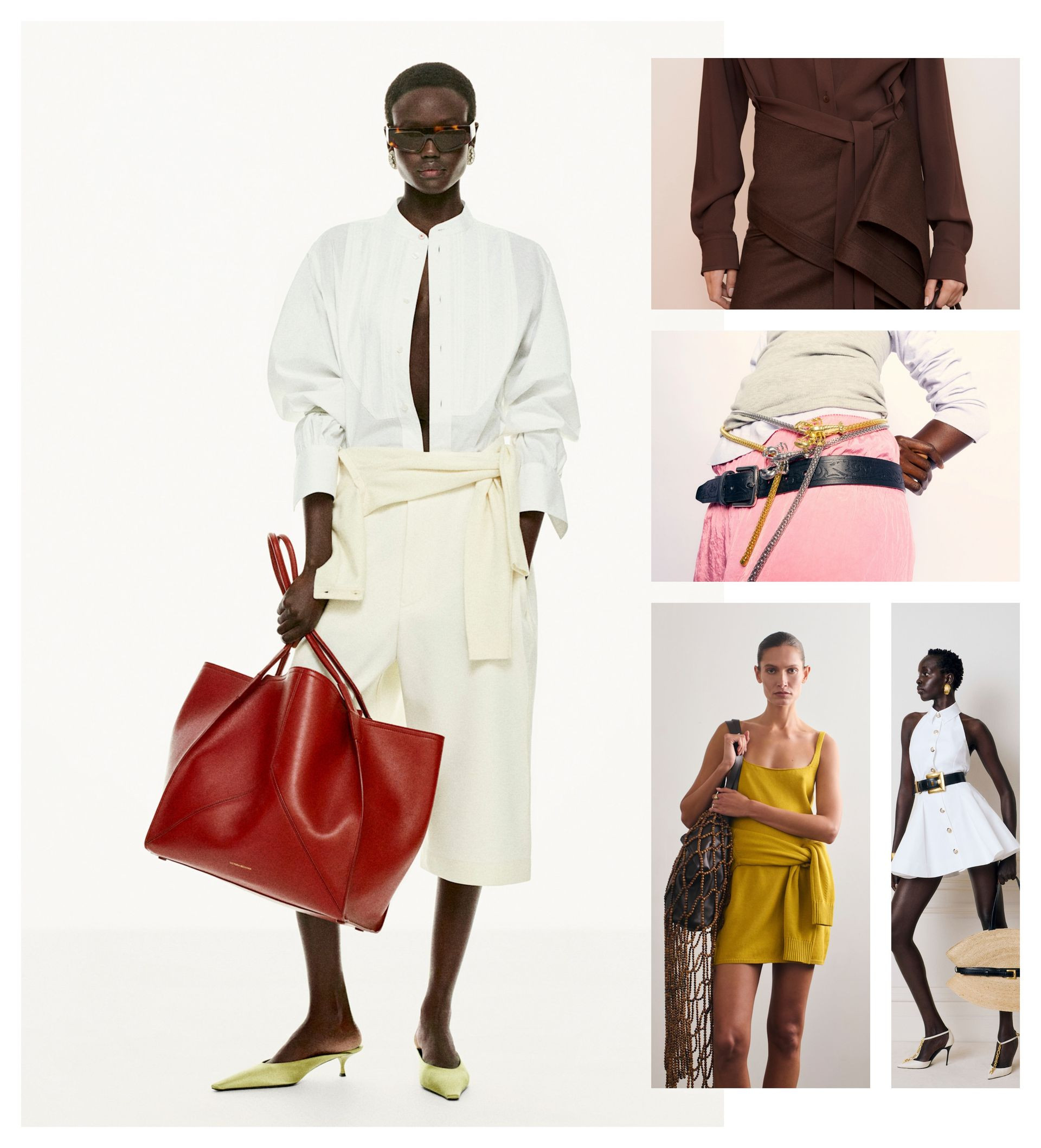 the summer 2025 waist trend at Victoria Beckham, Ferragamo, Tibi, Kallmeyer, Balmain
