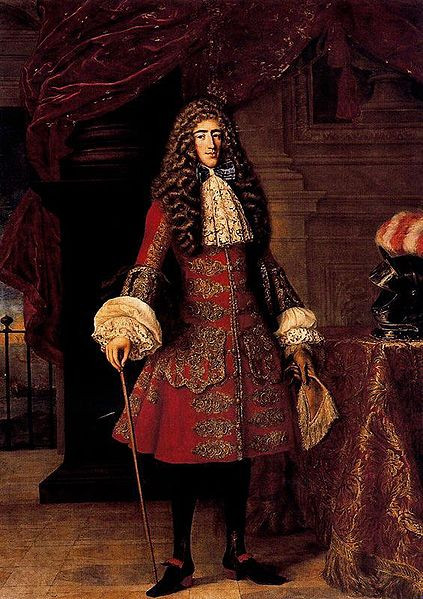 Before the death of the Sun King, men’s fashions underwent yet another change. Breeches became close-fitting and either tied, buttoned, or buckled at the knee, with hose worn underneath.