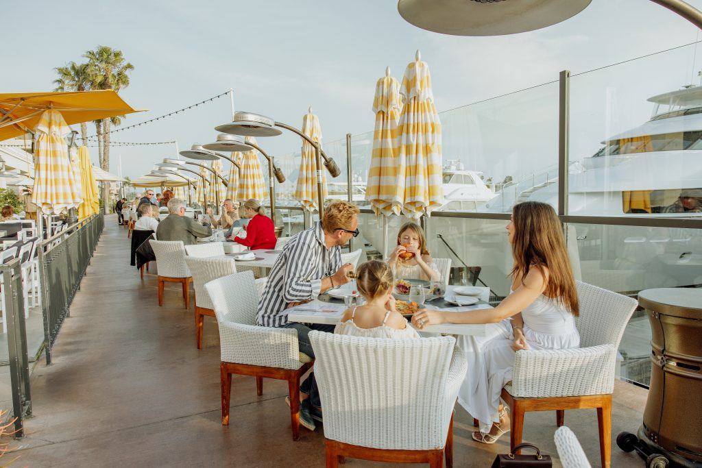 People enjoying outdoor dining at Fashion Island