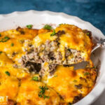 Impossible Cheeseburger Pie in a pie plate