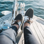 Man wearing no show socks with loafers