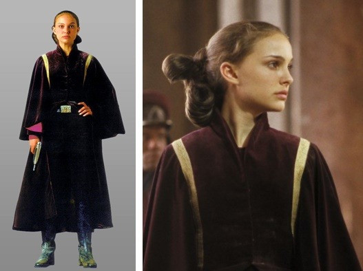 Padme Amidala's elaborate headdress during her reign as Queen, symbolizing her authority and regal bearing