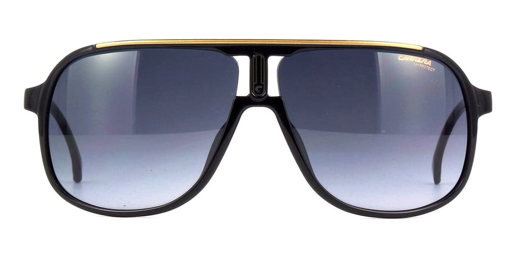 Front view of oversized Carrera sports sunglasses frame