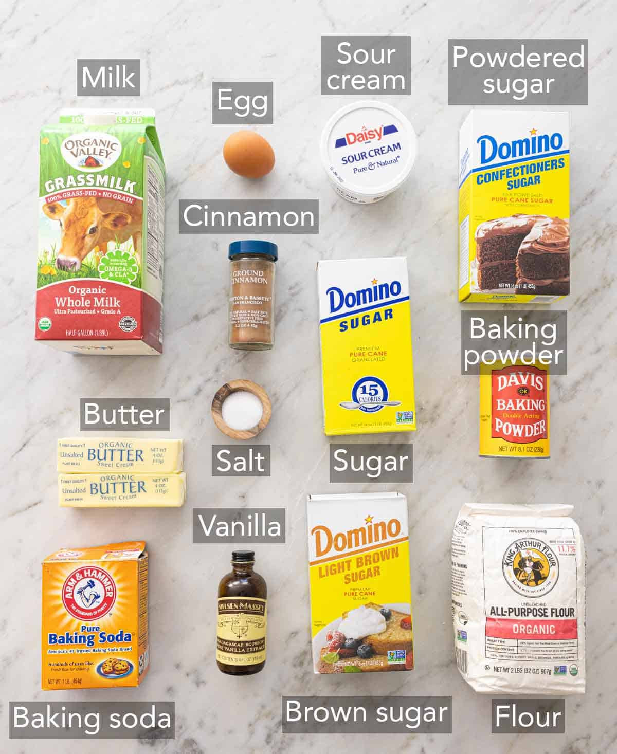 Ingredients for crumb cake baking.