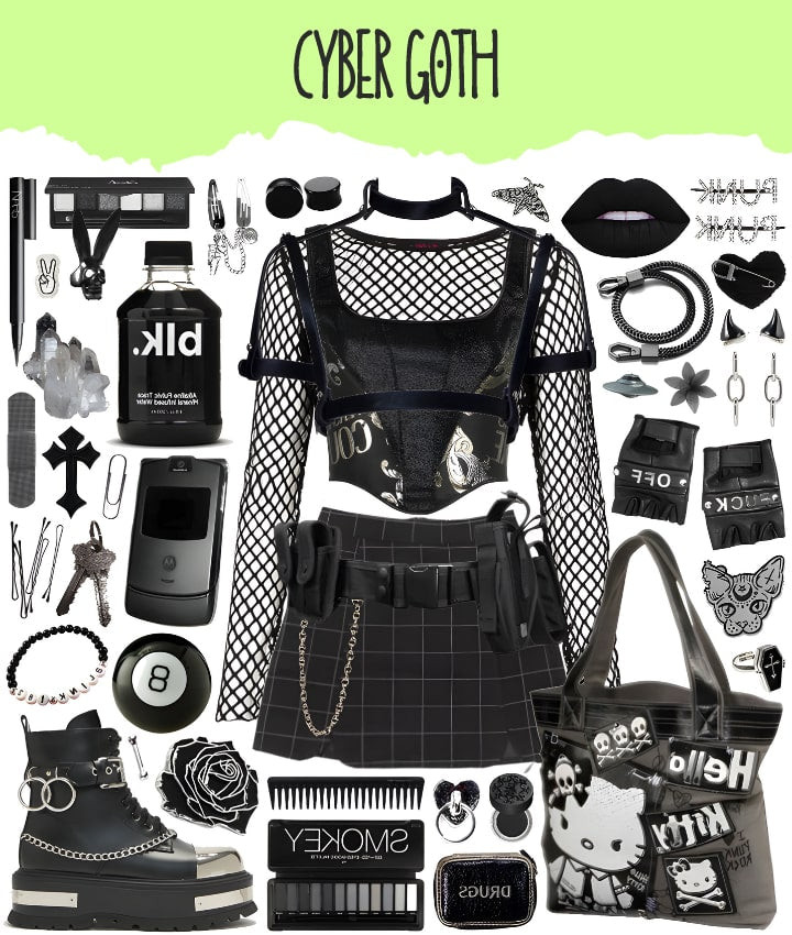 cyber goth aesthetic outfits