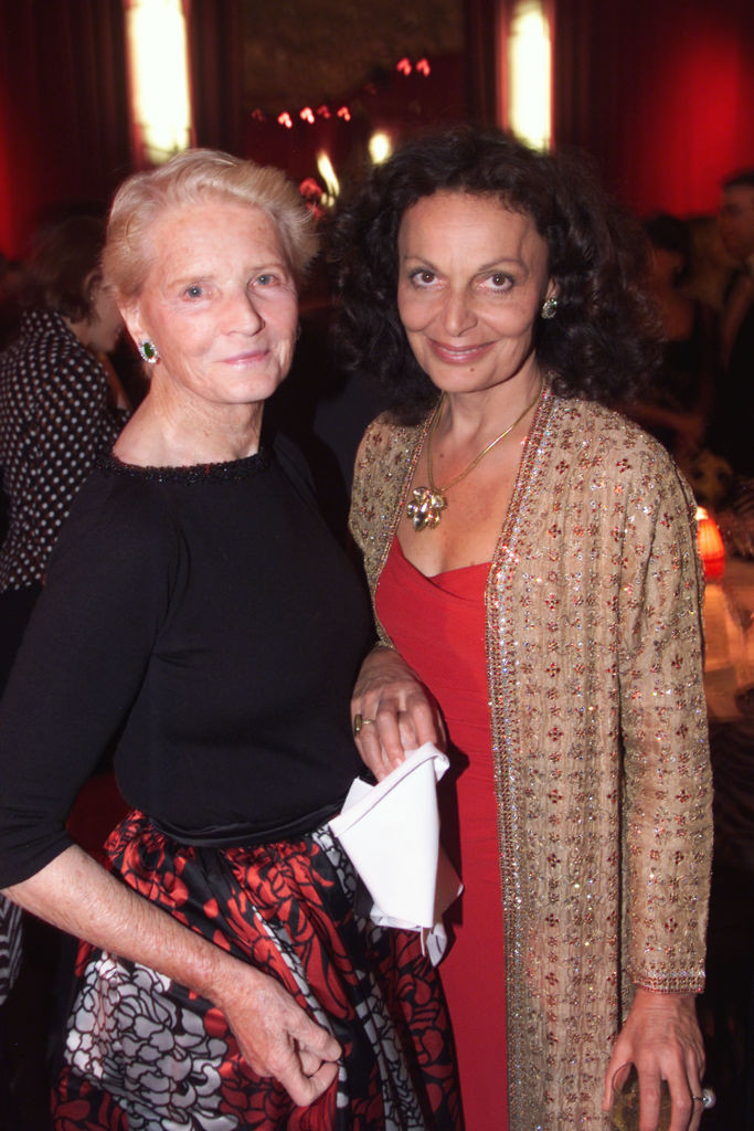 C.Z. Guest & Diane Von Furstenberg at the Whitney Museum of American Art Gala to salute Cafe: Socialites C.Z. Guest and Diane Von Furstenberg attend an art gala in New York City, showcasing elegant evening wear and timeless style.