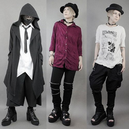 Collage of three punk outfits by Deorart, highlighting the brand's casual gothic and punk aesthetic designed for comfort and concert enjoyment.