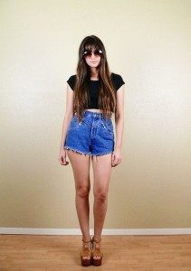 Torn Light Wash High Waist Denim Shorts