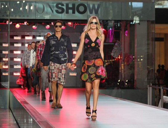 Models taking to the catwalk at Fashion Show Mall to showcase the latest attire and accessories.