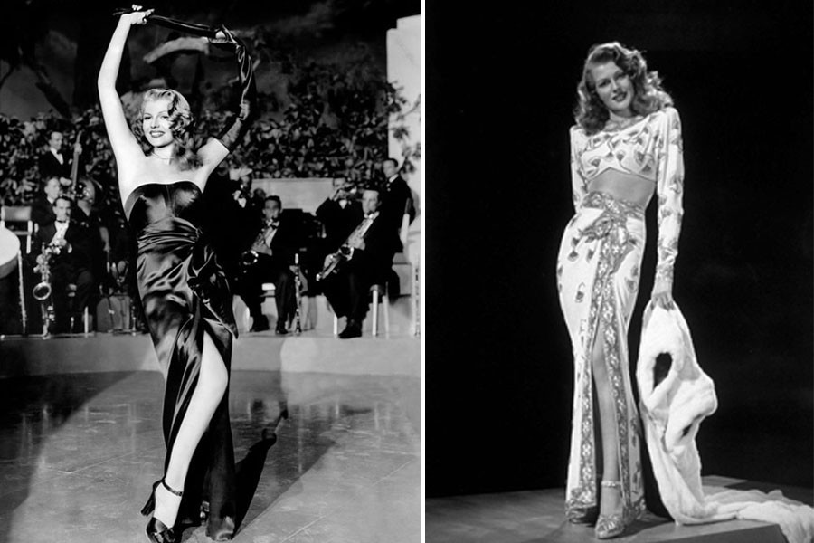 Rita Hayworth as Gilda looks fabulous in both black and white clothes