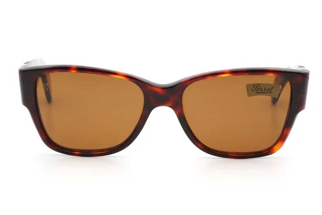 Front facing view of Persol Ratti sunglasses frame as worn in crime drama Miami Vice
