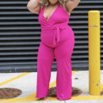 Chicago Plus Size Petite Fashion Blogger reviews a Fashion Nova Curve Jumpsuit and talks about embracing her lower tummy and curves.