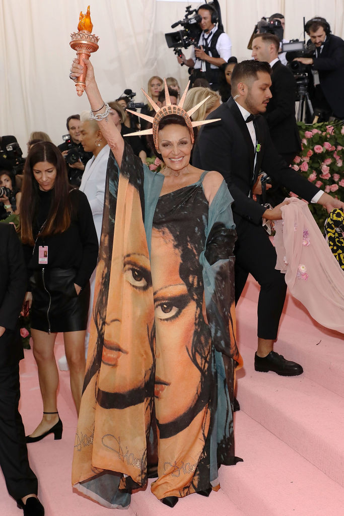Diane von Furstenberg at the 2019 Met Gala, showcasing her enduring influence on fashion and empowerment