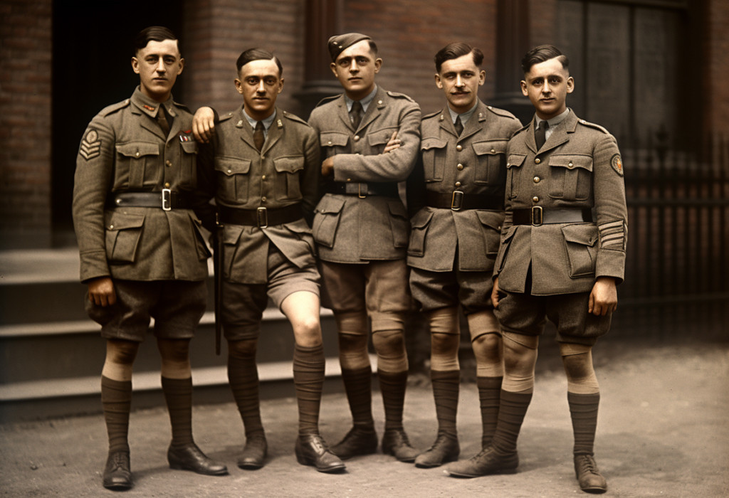 British troops in shorts during World War II, reflecting the practical origins of shorts in military settings